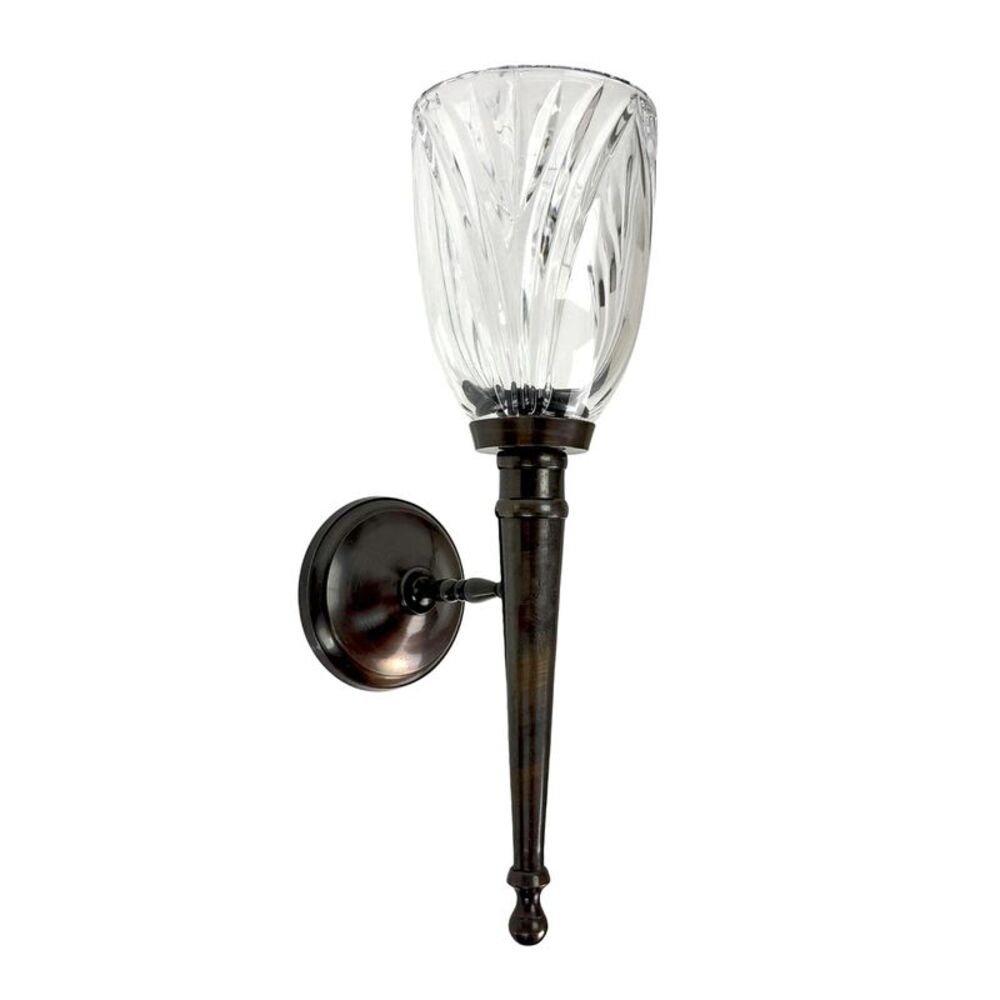 Wall Candle Sconce Bronze Finish Lead Crystal Glass 11.75 in Metal Mount